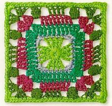 Green and Red Crochet Square