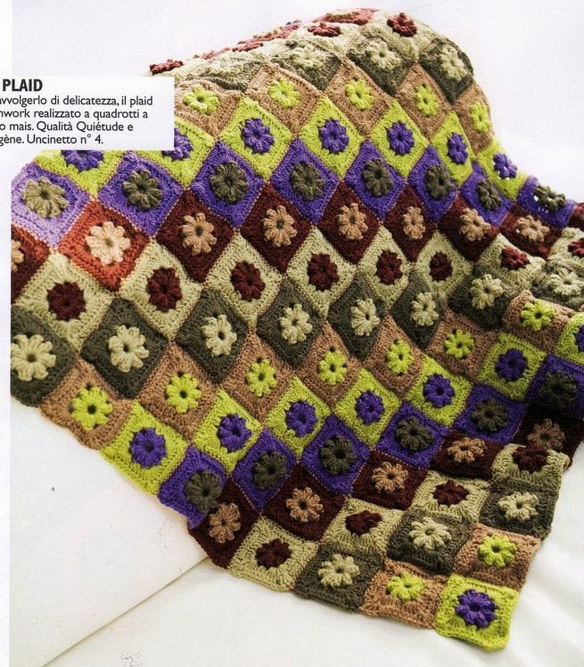 Bobbled Flower Square Afghan Crochet Pattern