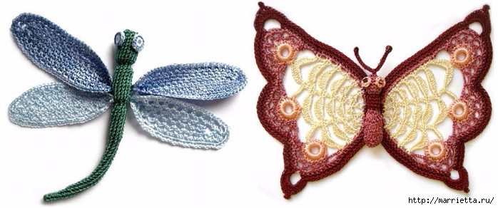 Crochet Patterns for Butterfly and Dragonfly