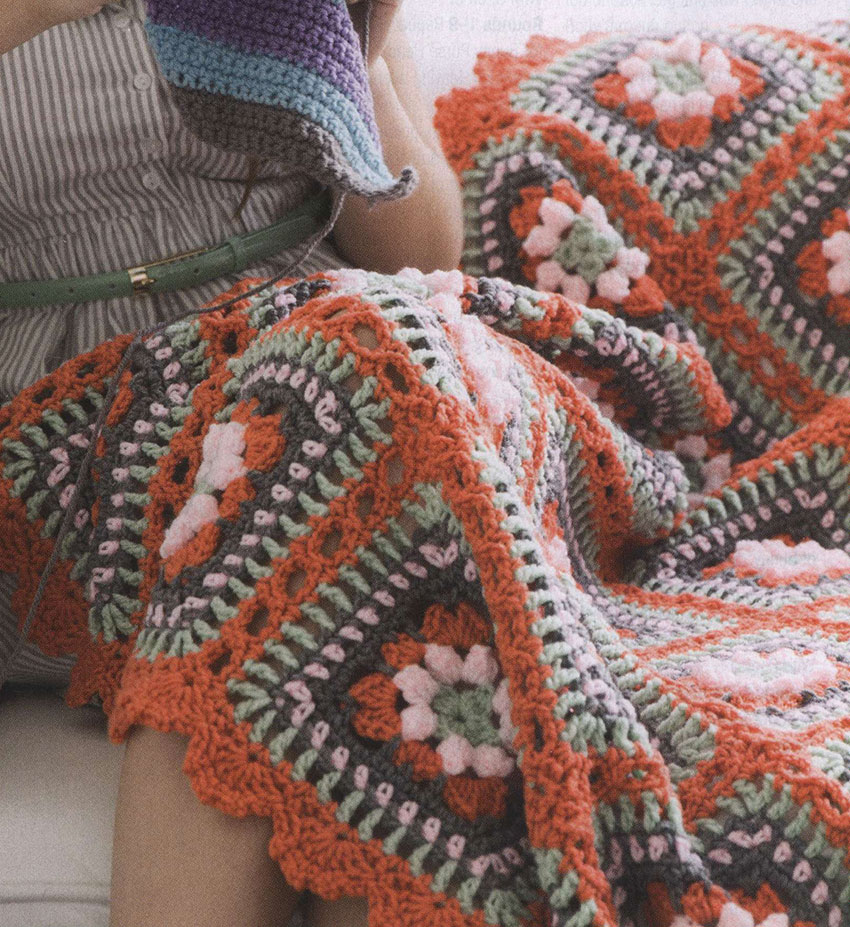 Springtime Popcorn Stitch Crochet Blanket