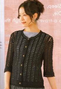 Crochet Cardigan Pattern with Eyelets and 3/4 Sleeves ⋆ Crochet Kingdom