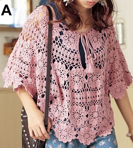 Openwork Crochet Poncho