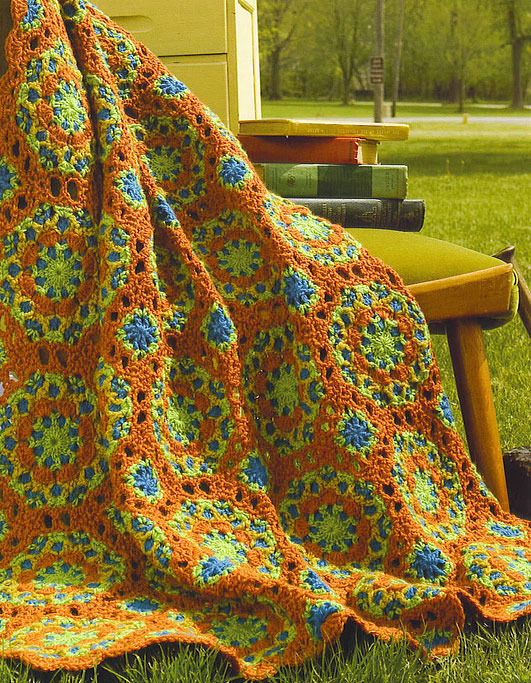Circular Tiled Colorful Crochet Blanket Pattern