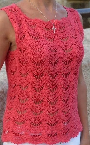 Salmon Pink Crochet Tanks Top Pattern