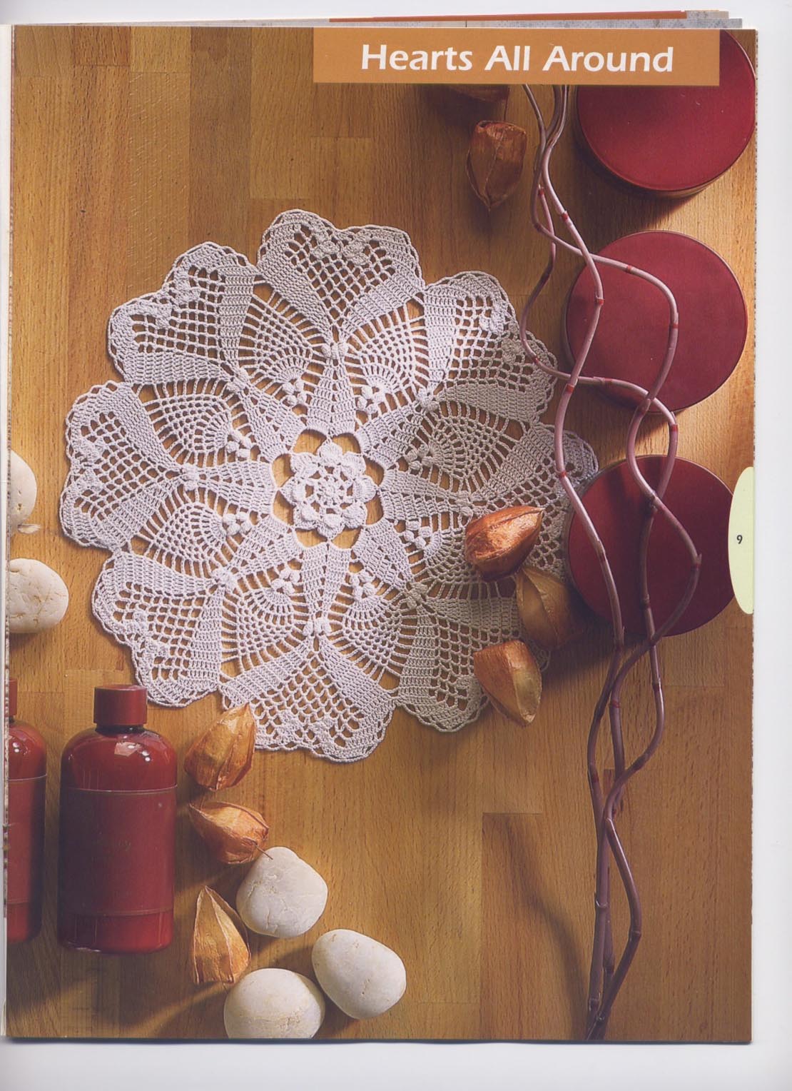 PRETTY Hearts in the Round Runner Doily/CROCHET PATTERN INSTRUCTIONS ONLY 