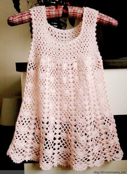 Fan mesh baby dress pattern crochet