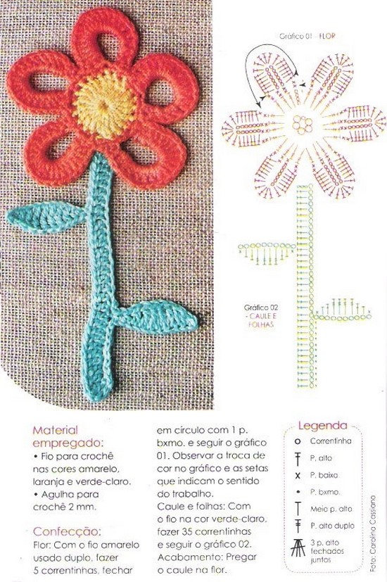Flower Applique Motif to Crochet
