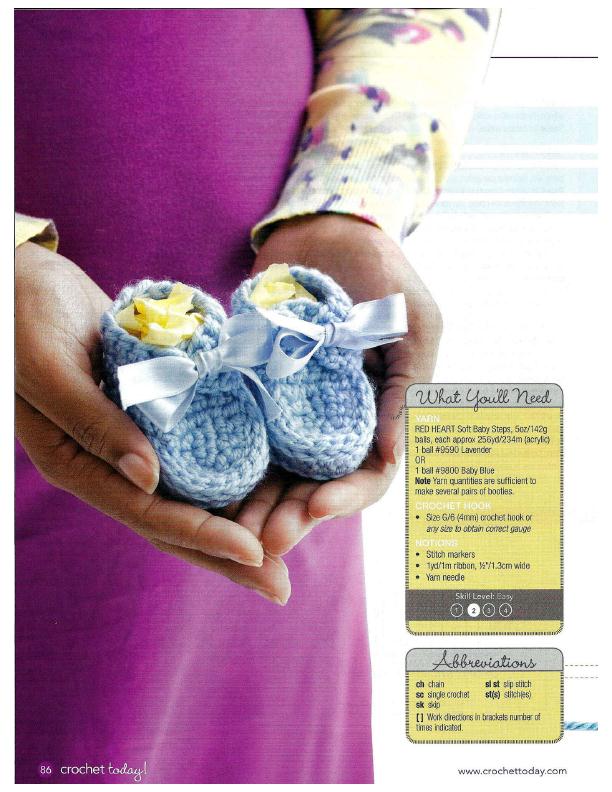 Little bowtie baby booties crochet pattern