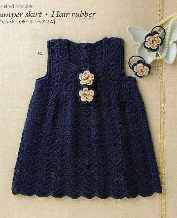 Navy blue crochet baby dress