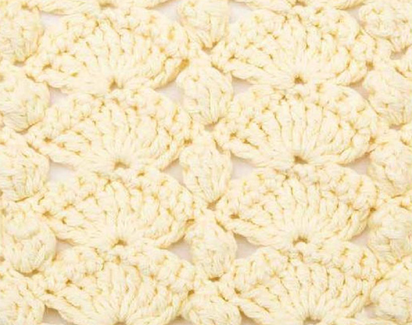 Popcorn and shells crochet stitch