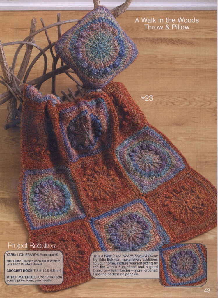Walk in the woods crochet throw and pillow