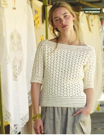 Lovely crochet top three quarter sleeve