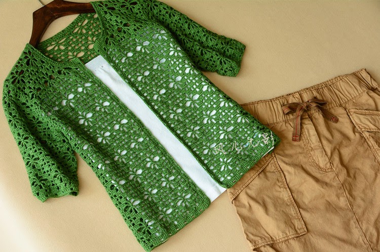 Green crochet cardigan