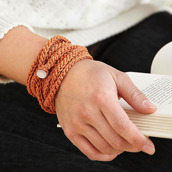 Braided Cuff Wire crochet bracelet Rose Gold and Silver - Yooladesign