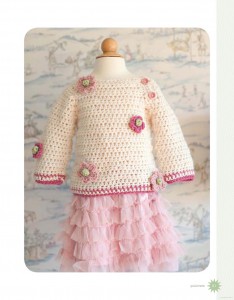 Baby sweater flower crochet pattern