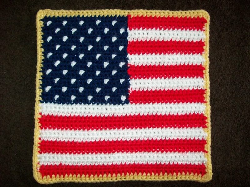 American flag crochet granny 12 Inch