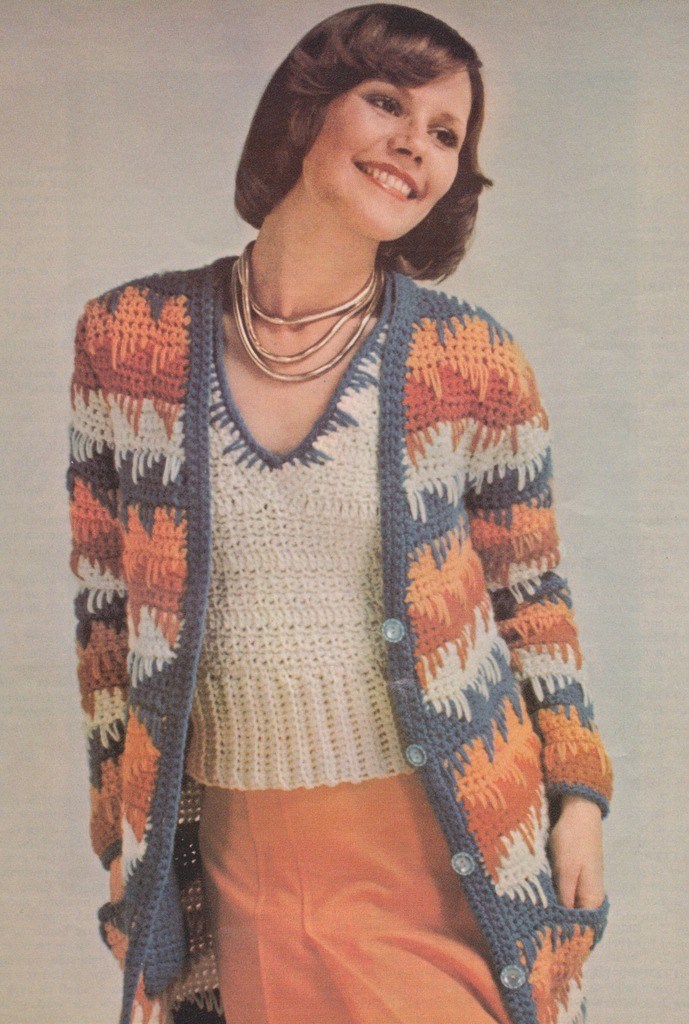 Vintage Crochet Pattern – 1970s Sweater and Scarf Set ⋆ Crochet Kingdom