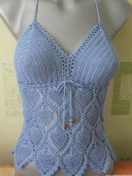 Cute Halter Top Crochet Pineapple Theme