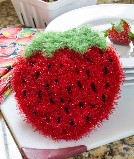 Strawberry Sparkle Scrubby Free Crochet Pattern