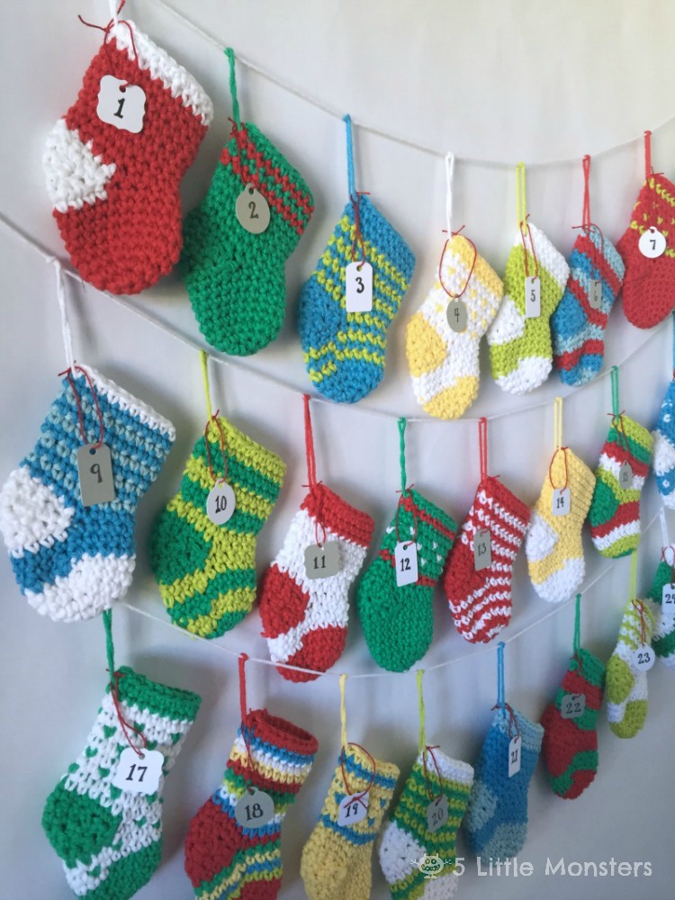 Crocheted Stocking Advent Calendar Free Pattern