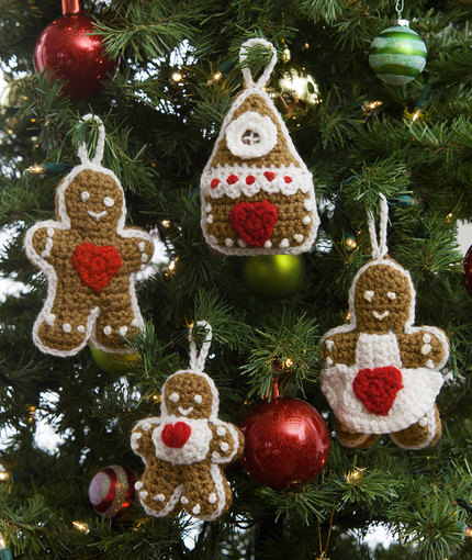 Gingerbread Tree Ornaments Free Crochet Pattern