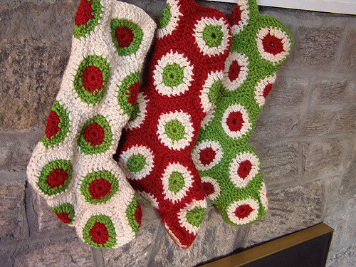Polka Dot Free Christmas Stocking Crochet Pattern