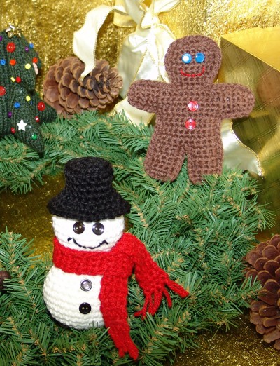 Snowman and gingerbread man crochet free pattern