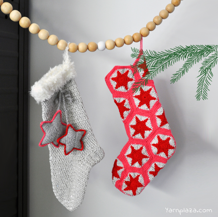 Stars Christmas Stockings Free Crochet Pattern