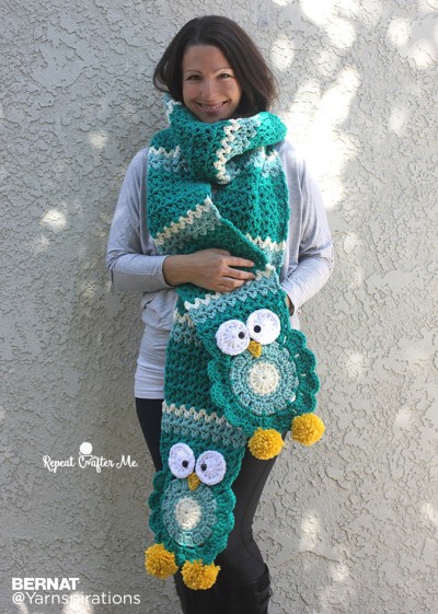 Bernat Owl Crochet Super Scarf Free Pattern