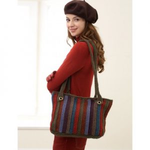 Bernat Striped Tote Free Easy Crochet Pattern