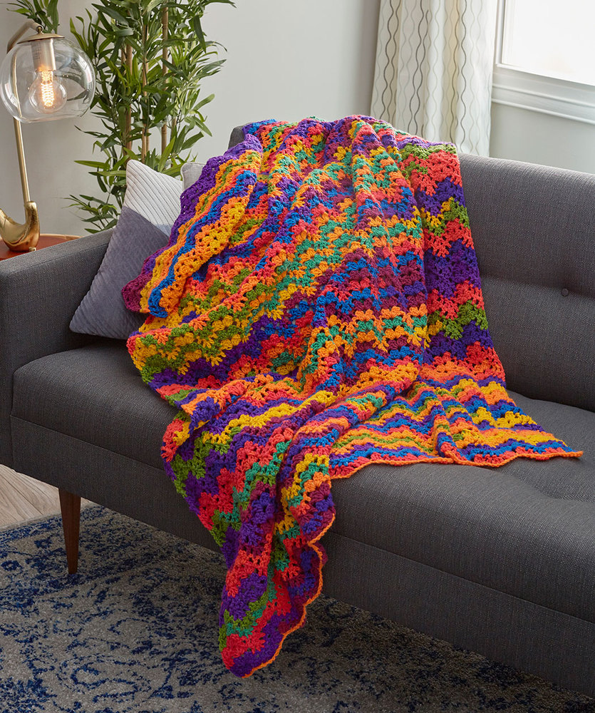 Vibrant Stripes Throw Free Crochet Pattern