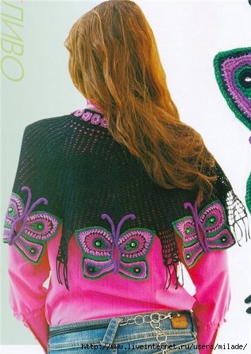 Caplet with Butterflies Crochet