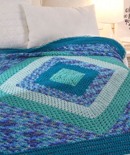 Sea Glass Throw Free Granny Square Blanket Pattern