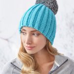 Easy-Fit Ribbed Pompom Hat Free Pattern