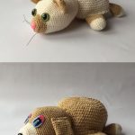 Free Crochet Pattern for a Flippable cat-dog Toy. Amigurumi toy one sides is a dog the other a cat!