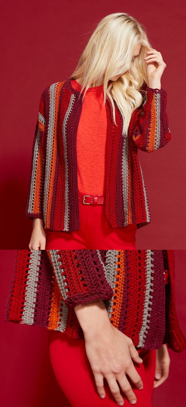 Free Crochet Pattern for a Barcelona Stripes Cardigan for Women ⋆ ...