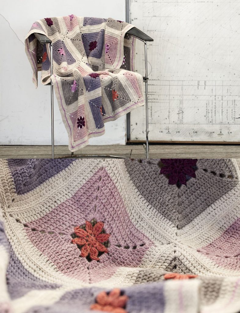 Free Crochet Pattern for a Crochet Afghan with Flowers