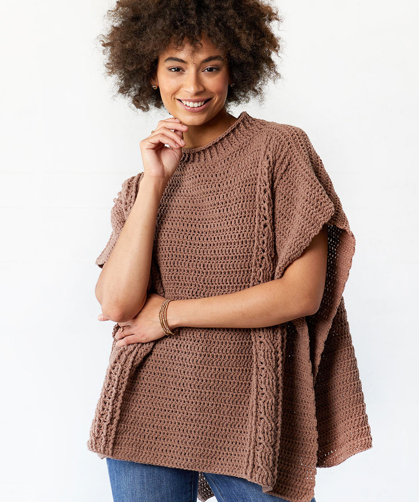 Free Crochet Pattern for a Transitions Cabled Poncho