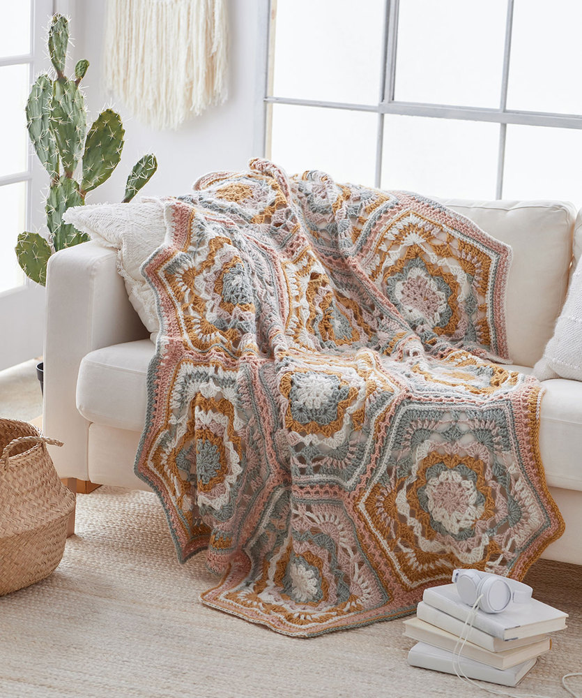 Free Crochet Pattern for a Large Hexagon Blanket - Desert Dreams Throw