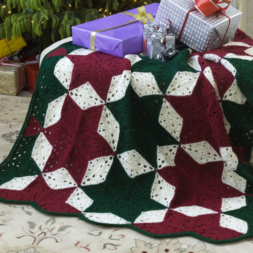 Christmas star throw free crochet pattern