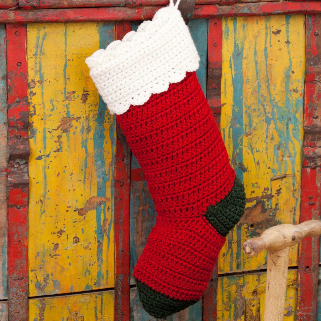 Crochet Christmas stocking easy free pattern