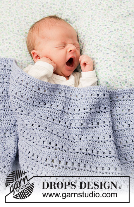 Free Crochet Pattern for a Lace Stripe Baby Blanket. Pattern