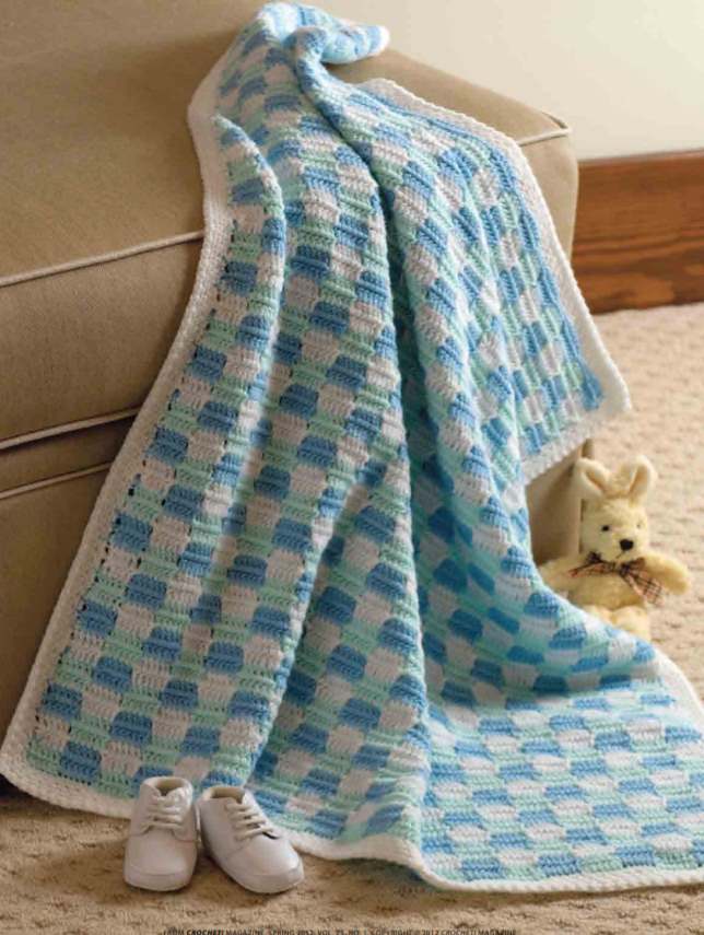 Free checkerboard baby blanket crochet pattern