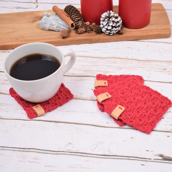 Free crochet C2C Christmas coasters pattern