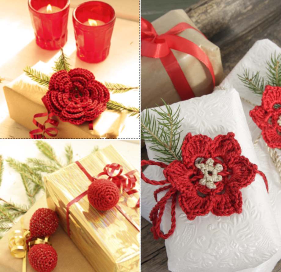 Free crochet Christmas napkin tie pattern