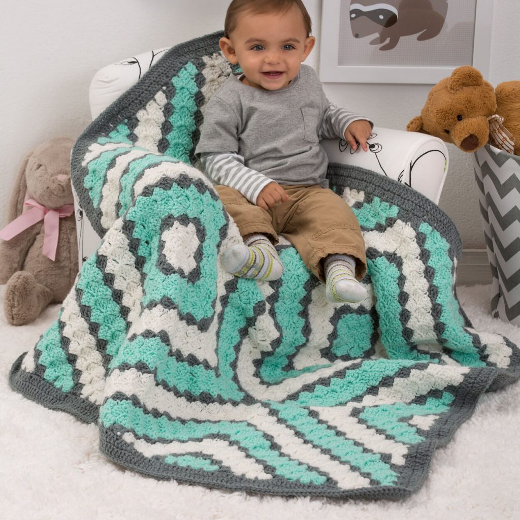 Free crochet baby diamonds blanket pattern