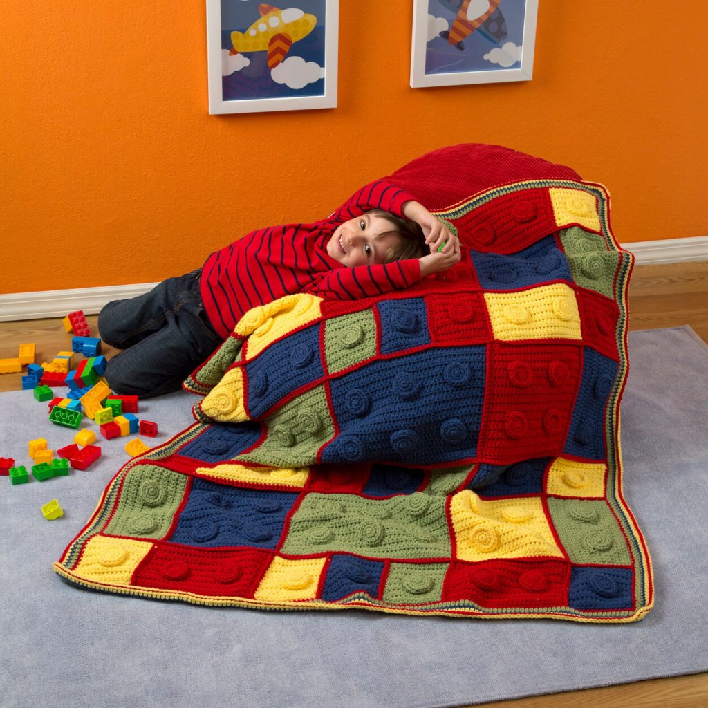Free crochet building blocks baby blanket pattern