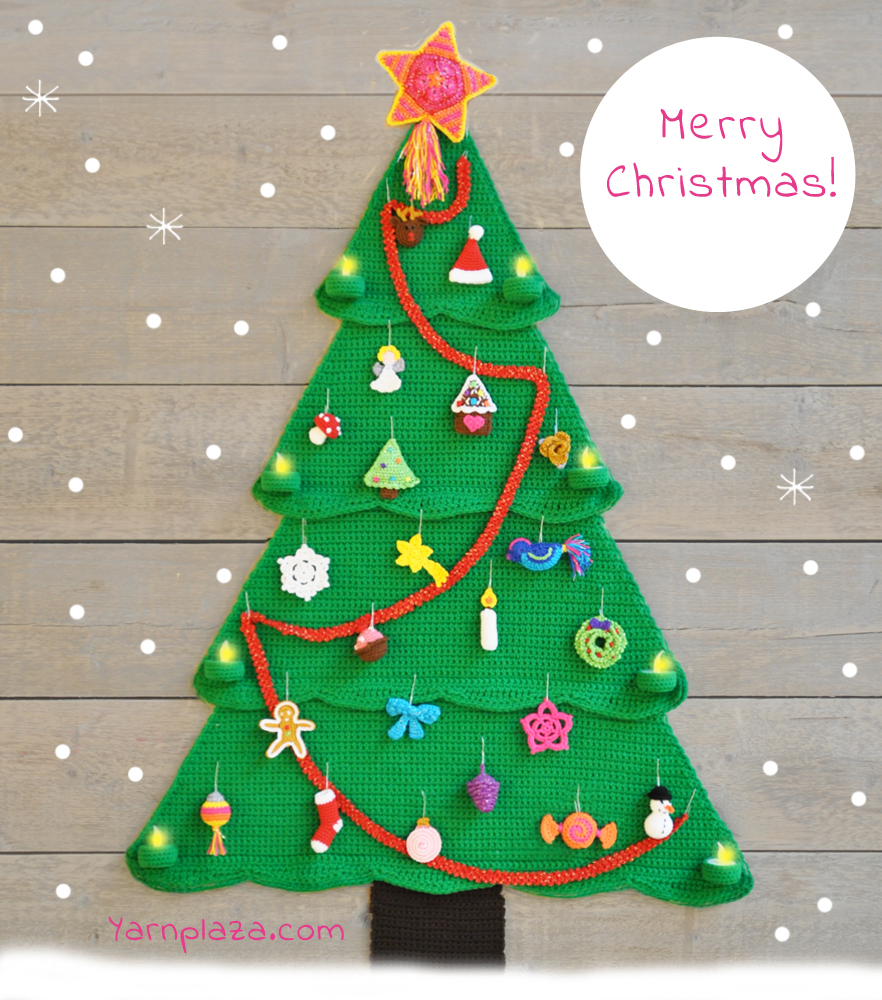 Free crochet pattern for a Christmas tree advent calendar