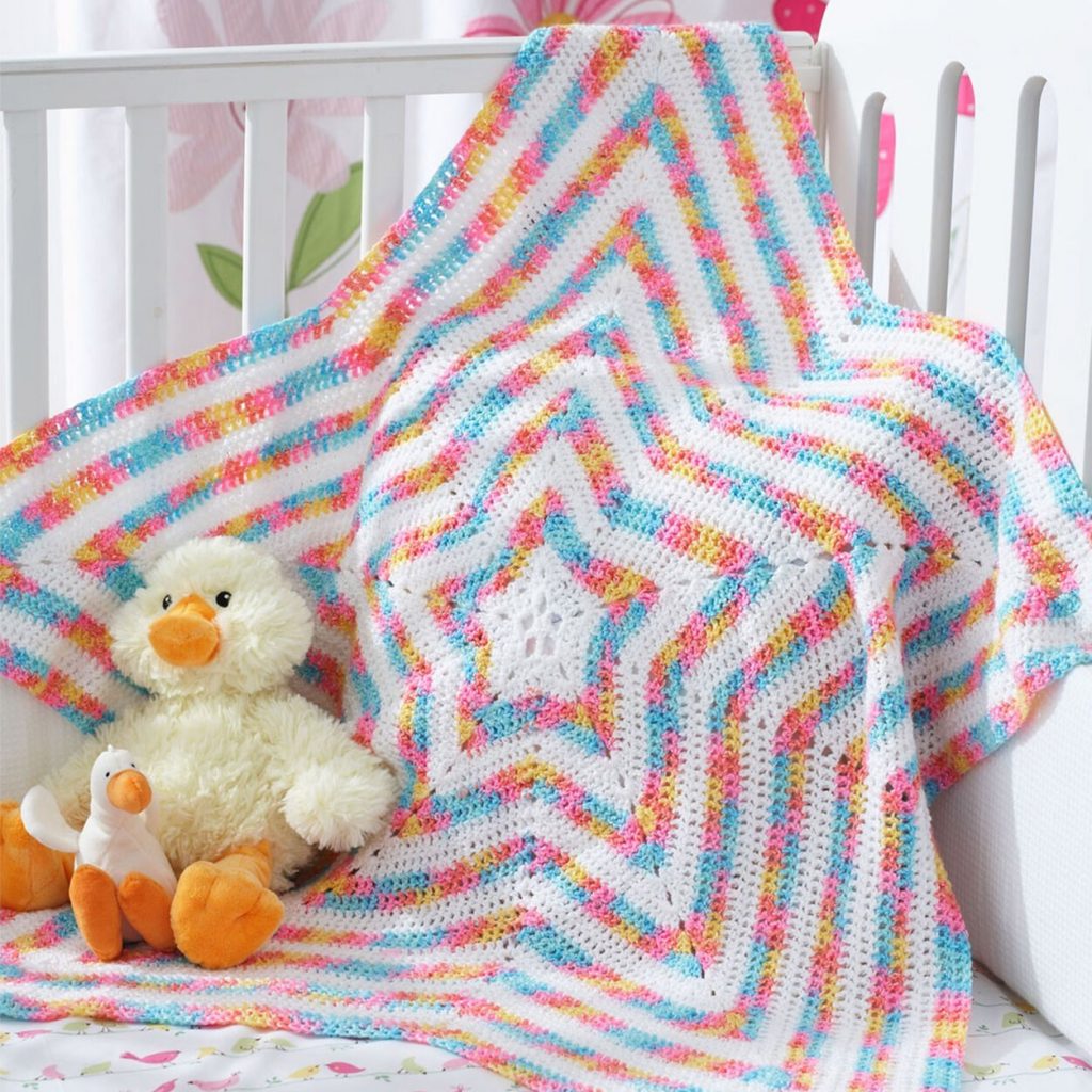 Free crochet pattern for a star baby blanket