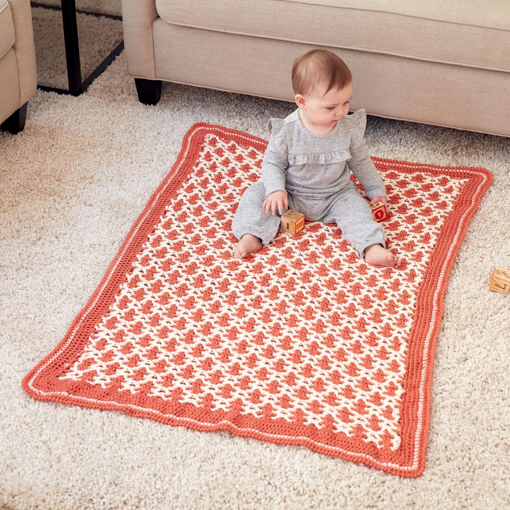 Free interlocking stitch crochet blanket for baby